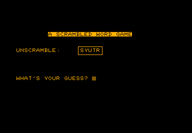 Scrambled Word game screenshot for Commodore PET